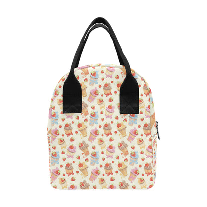 Cupcakes Strawberry Cherry Print Insulated Lunch Bag