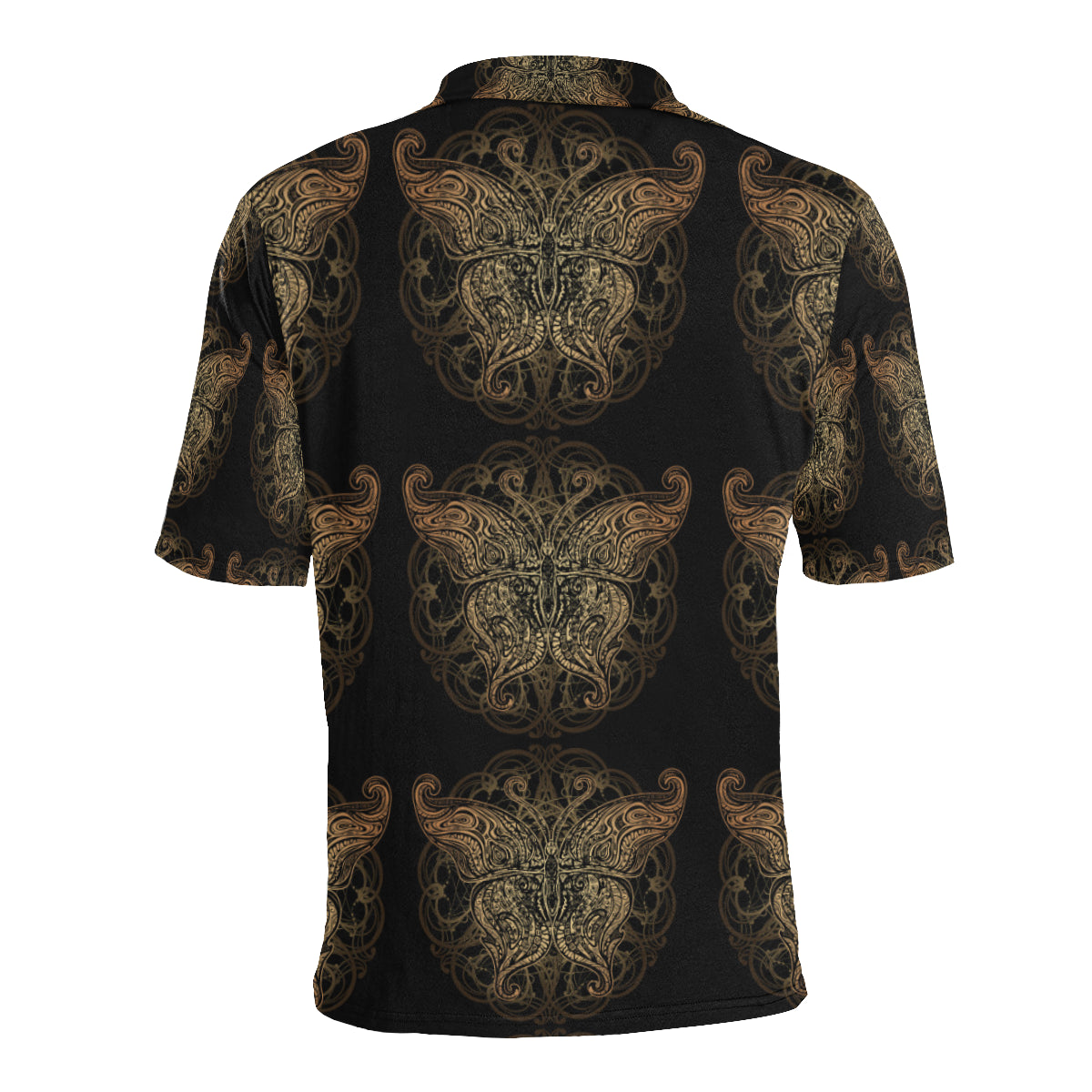 Gold Butterfly Ornamental Men Polo Shirt