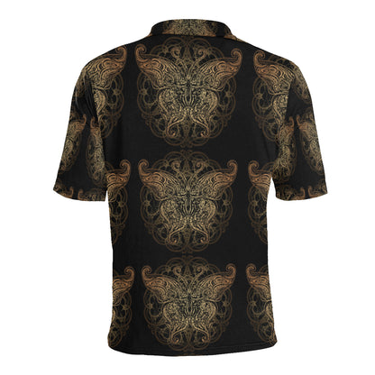 Gold Butterfly Ornamental Men Polo Shirt