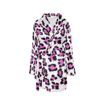 Leopard Pink Skin Print Women's Fleece Robe