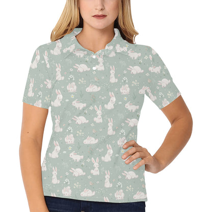Bunny Pattern Print Design 03 Women's Polo Shirt