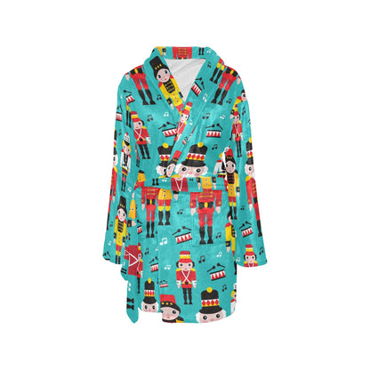 Nutcracker Pattern Print Design A03 Women's Fleece Robe