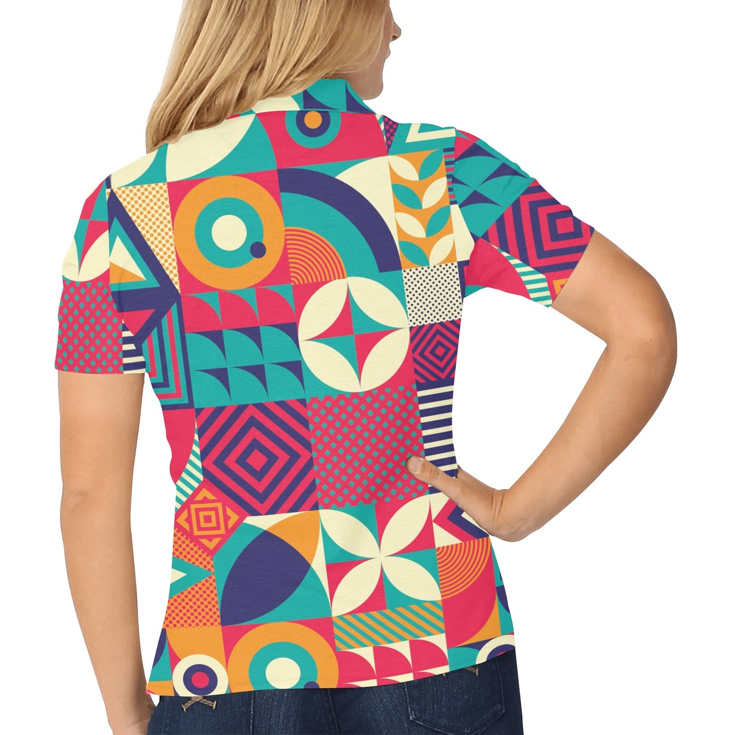 Mosaic Pattern Print Design 03 Women's Polo Shirt