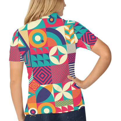 Mosaic Pattern Print Design 03 Women's Polo Shirt