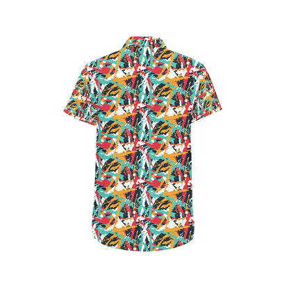 Splatter Print Design LKS304 Men Short Sleeve Button Up Shirt