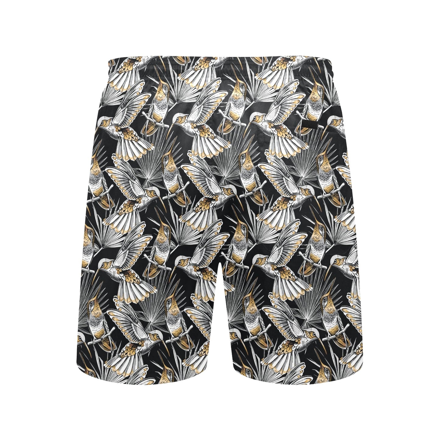 Hummingbird Gold Design Themed Print Men's Swim Trunks Beach Shorts