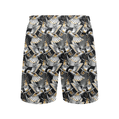 Hummingbird Gold Design Themed Print Men's Swim Trunks Beach Shorts