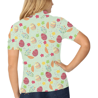 Easter Eggs Pattern Print Design RB07 Women's Polo Shirt