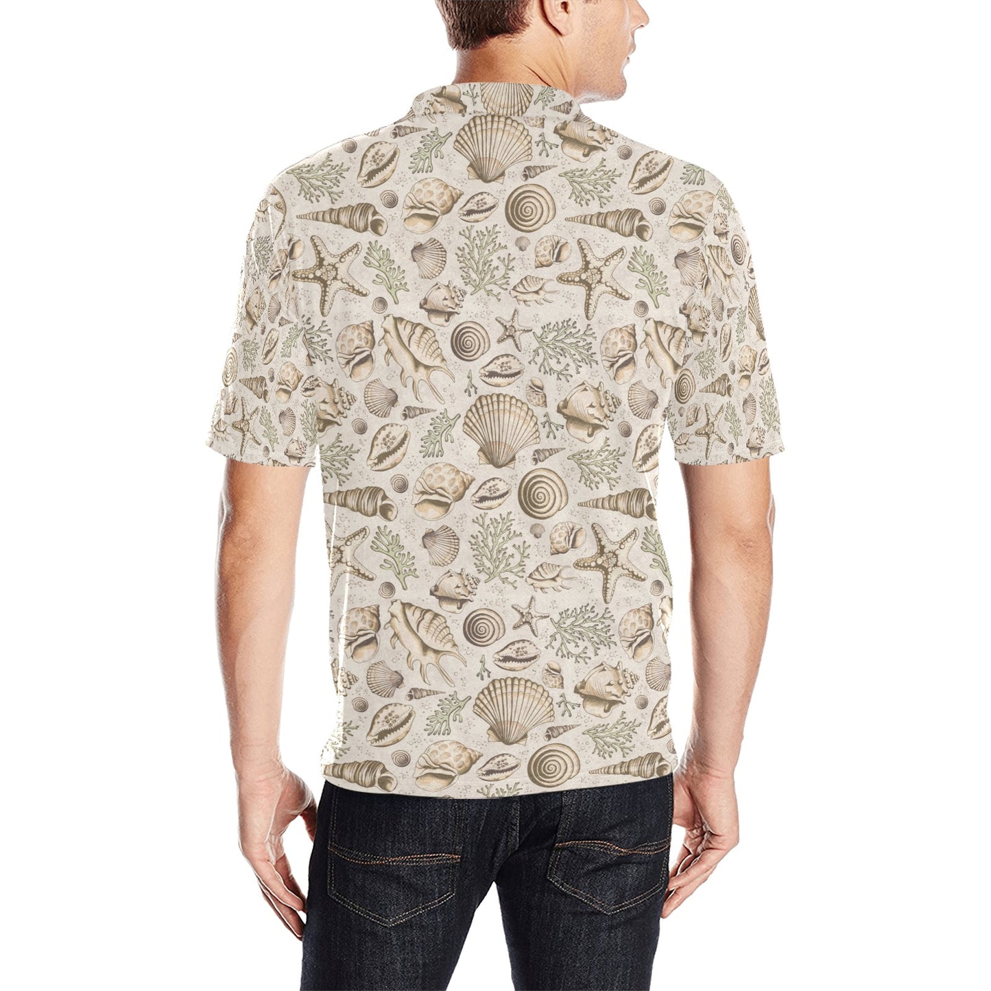 Products Seashell Print Design LKS304 Men Polo Shirt