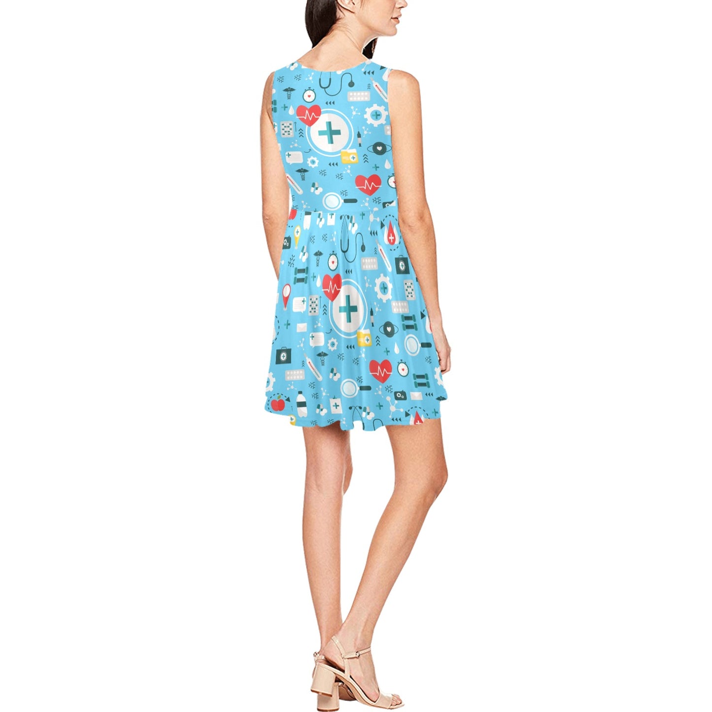 Medical Pattern Print Design 06 Sleeveless Dress