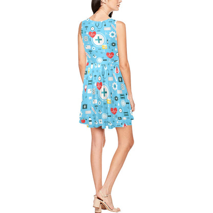 Medical Pattern Print Design 06 Sleeveless Dress