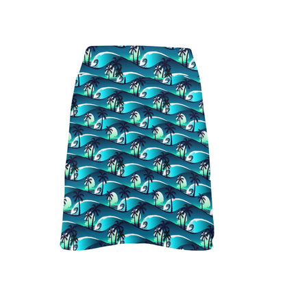 Beach Wave Design Print 17" Golf & Pickleball Skort with Pockets