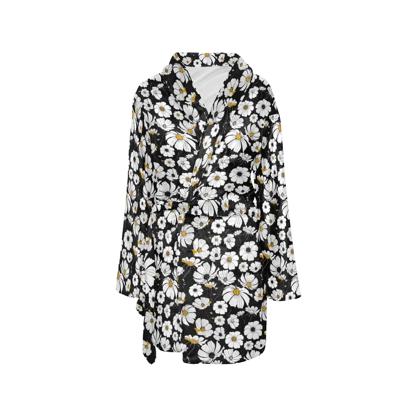 Daisy Pattern Print Design 02 Women's Fleece Robe