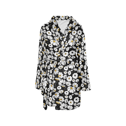 Daisy Pattern Print Design 02 Women's Fleece Robe