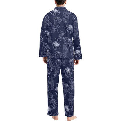 Jellyfish Pattern Print Design 05 Men's Long Pajama Set