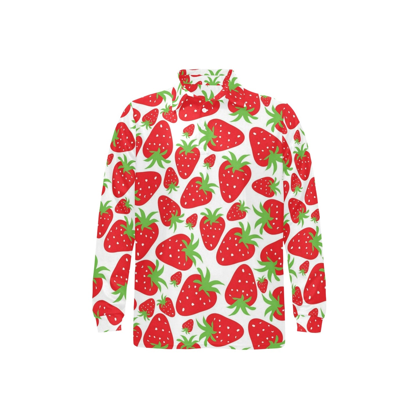 Strawberry Pattern Print Design SB01 Long Sleeve Polo Shirt For Men's