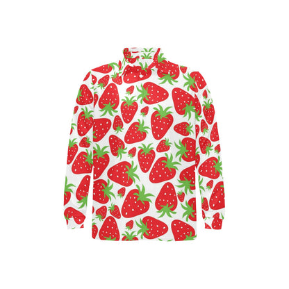 Strawberry Pattern Print Design SB01 Long Sleeve Polo Shirt For Men's