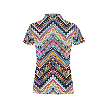 Multicolor zigzag Tribal Aztec Women's Polo Shirt