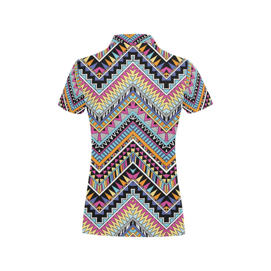Multicolor zigzag Tribal Aztec Women's Polo Shirt