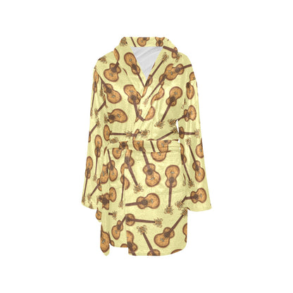 Acoustic Guitar Print Design LKS402 Women's Fleece Robe