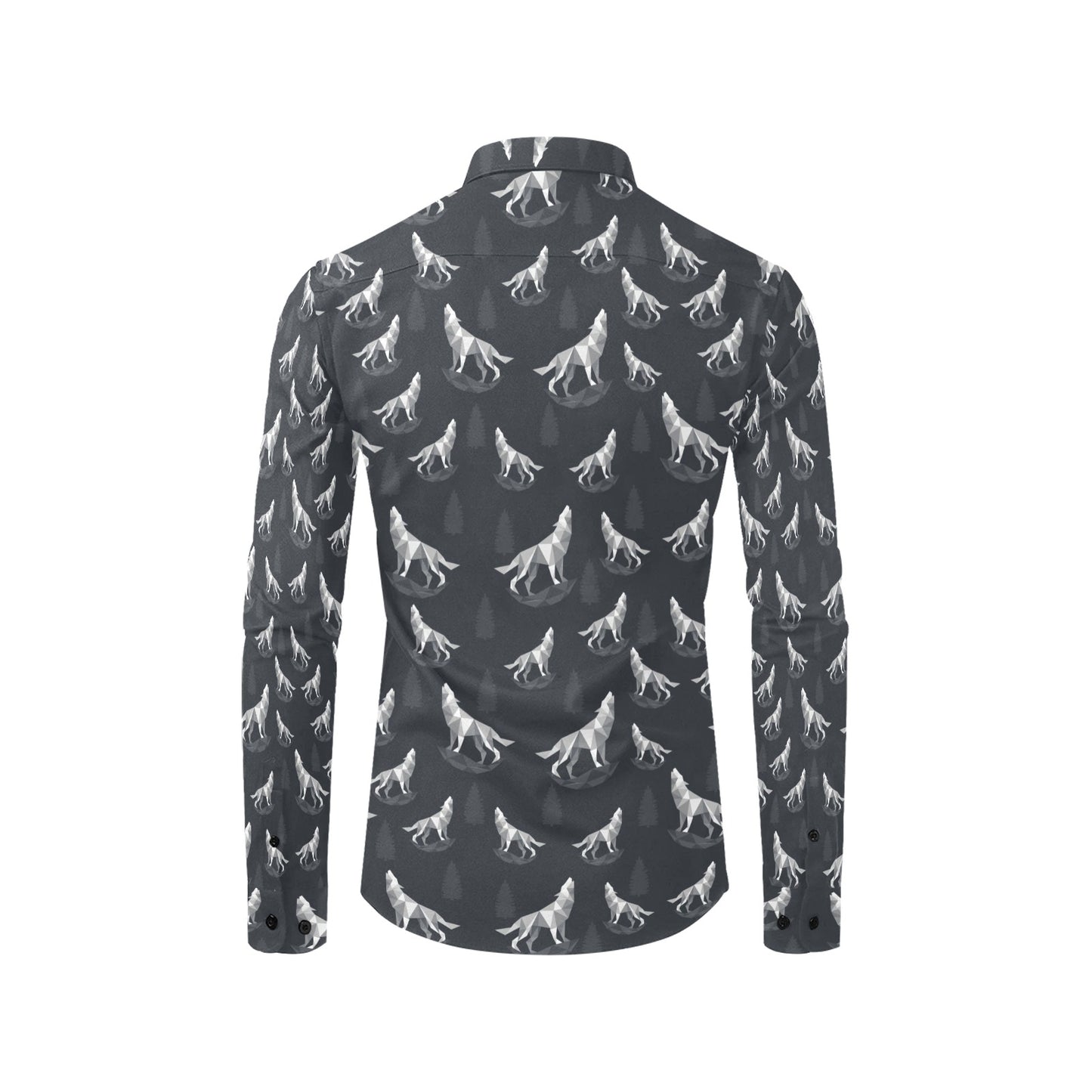 Wolf Print Design LKS303 Men's Long Sleeve Dress Shirt