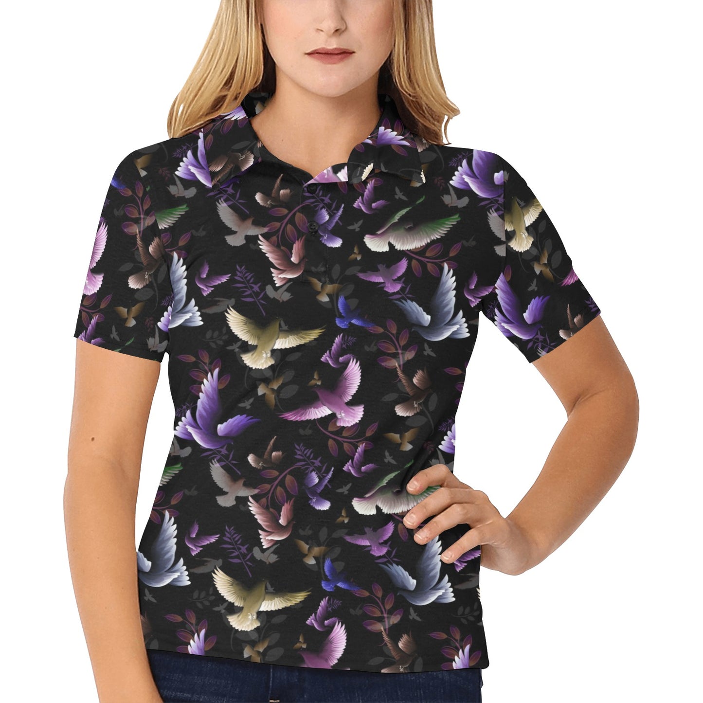Pigeon Pattern Print Design 01 Women's Polo Shirt