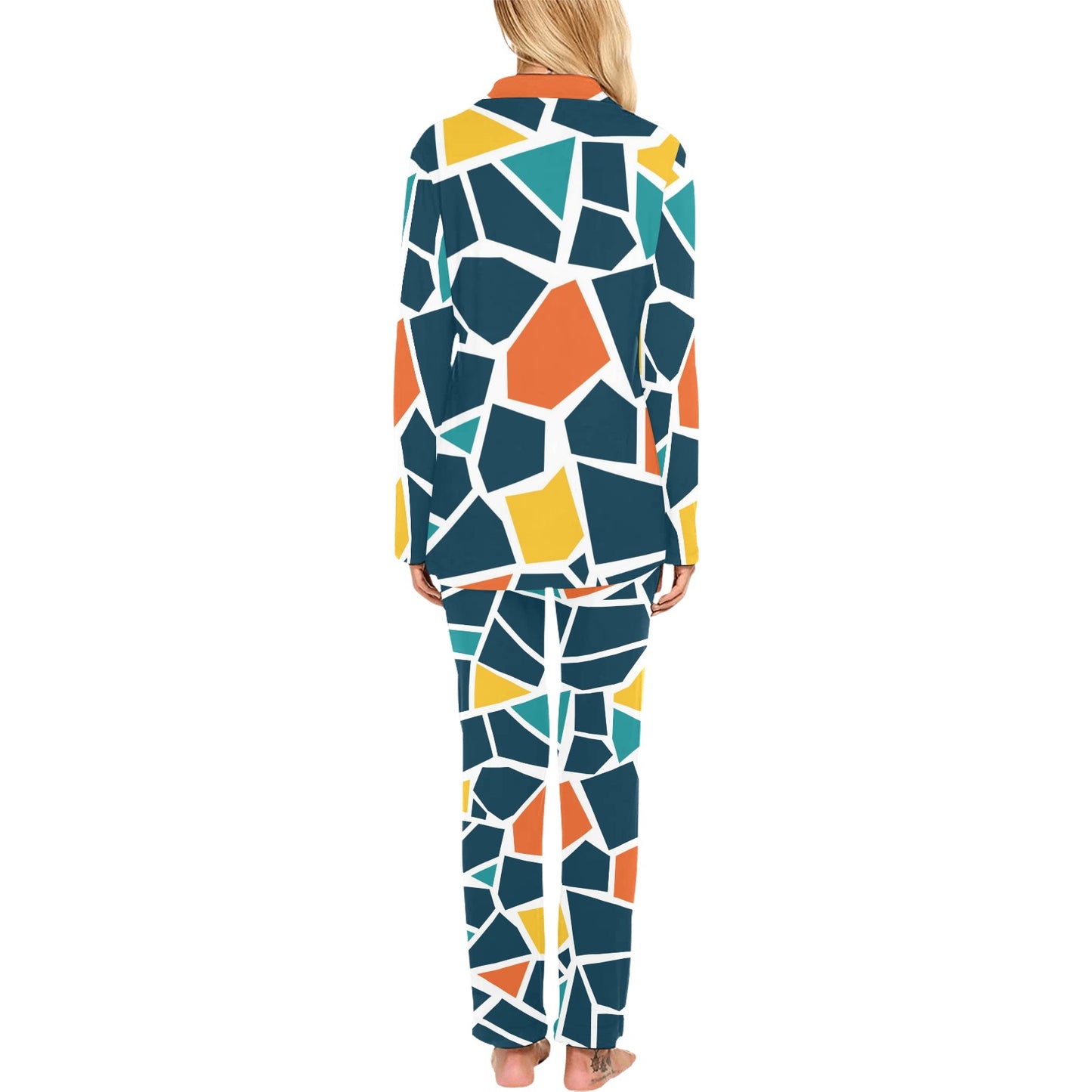 Mosaic Pattern Print Design 02 Women's Long Pajama Set