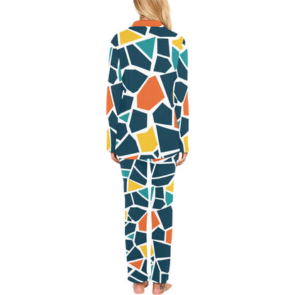 Mosaic Pattern Print Design 02 Women's Long Pajama Set
