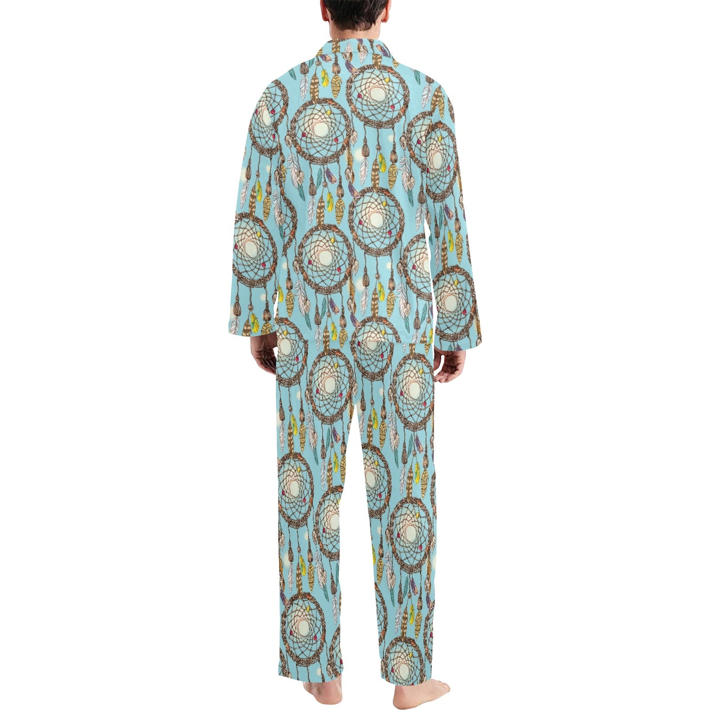 Blue Dream catcher Men's Long Pajama Set