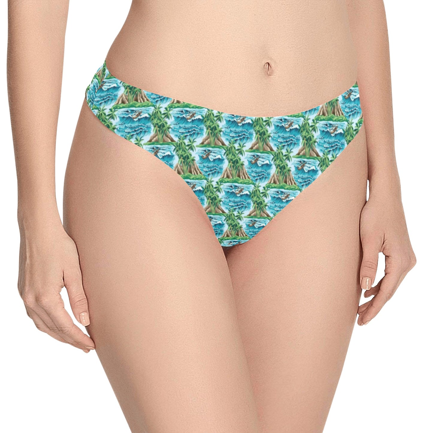 Palm Tree Hawaiian Themed Design Print Women's Thongs
