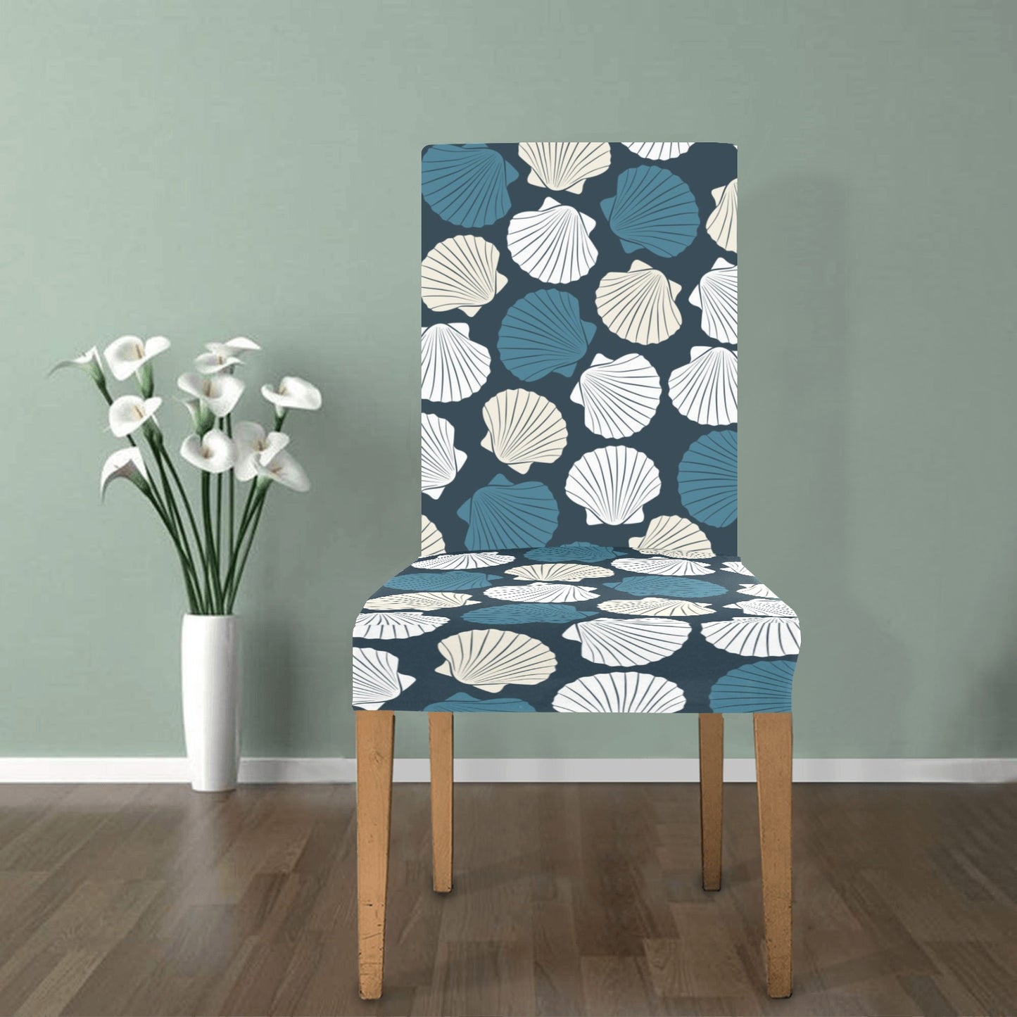 Seashell Print Design LKS3013 Dining Chair Slipcover
