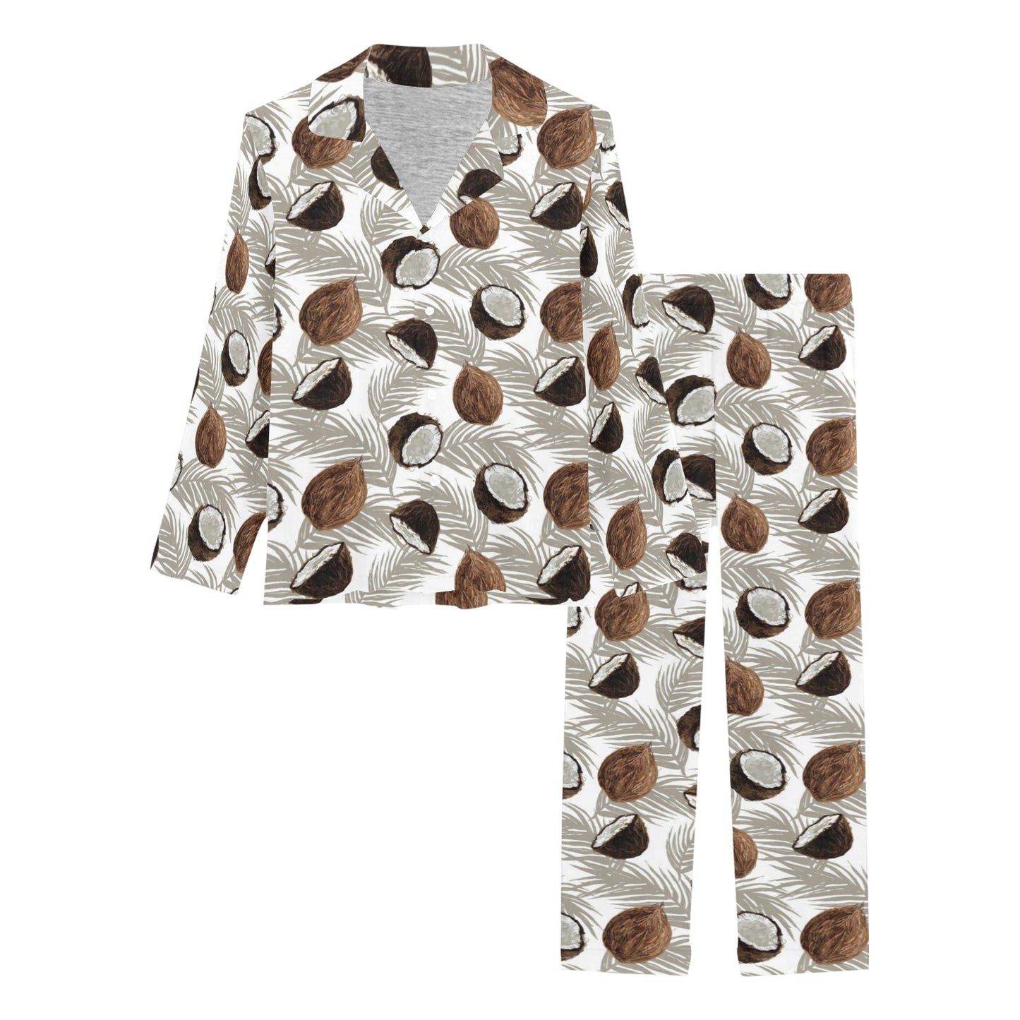 Coconut Pattern Print Design CN03 Women's Long Pajama Set