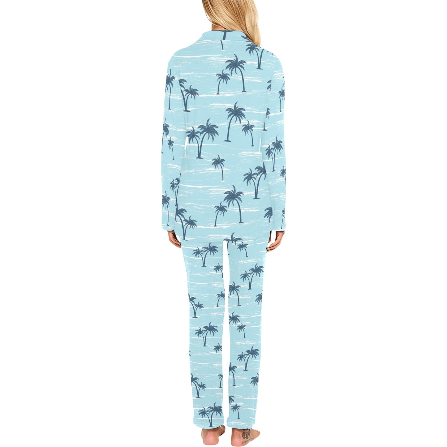 Palm Tree Pattern Print Design PT04 Women's Long Pajama Set