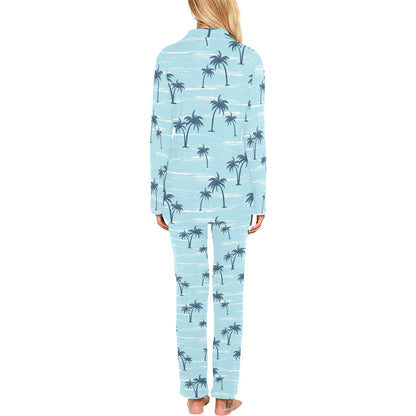 Palm Tree Pattern Print Design PT04 Women's Long Pajama Set