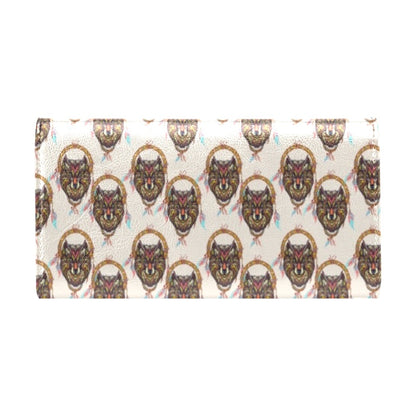 Wolf Tribal Dream Catcher Design Print Women's Trifold Wallet