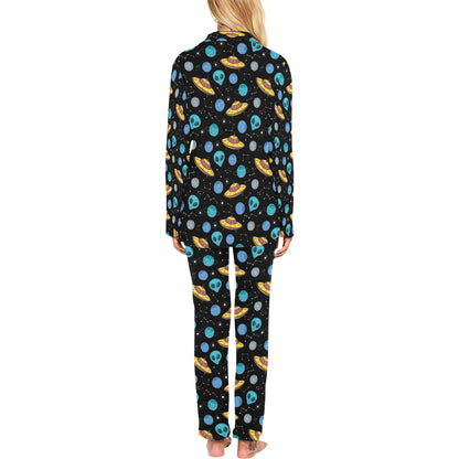 UFO Alien Print Design LKS306 Women's Long Pajama Set