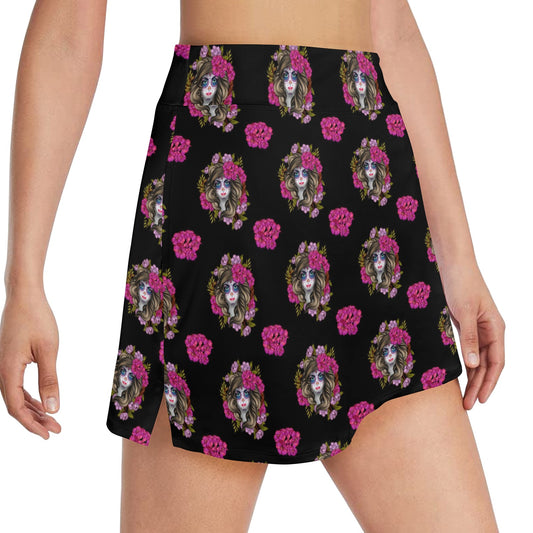 Day of the Dead Makeup Girl 17" Golf & Pickleball Skort with Pockets