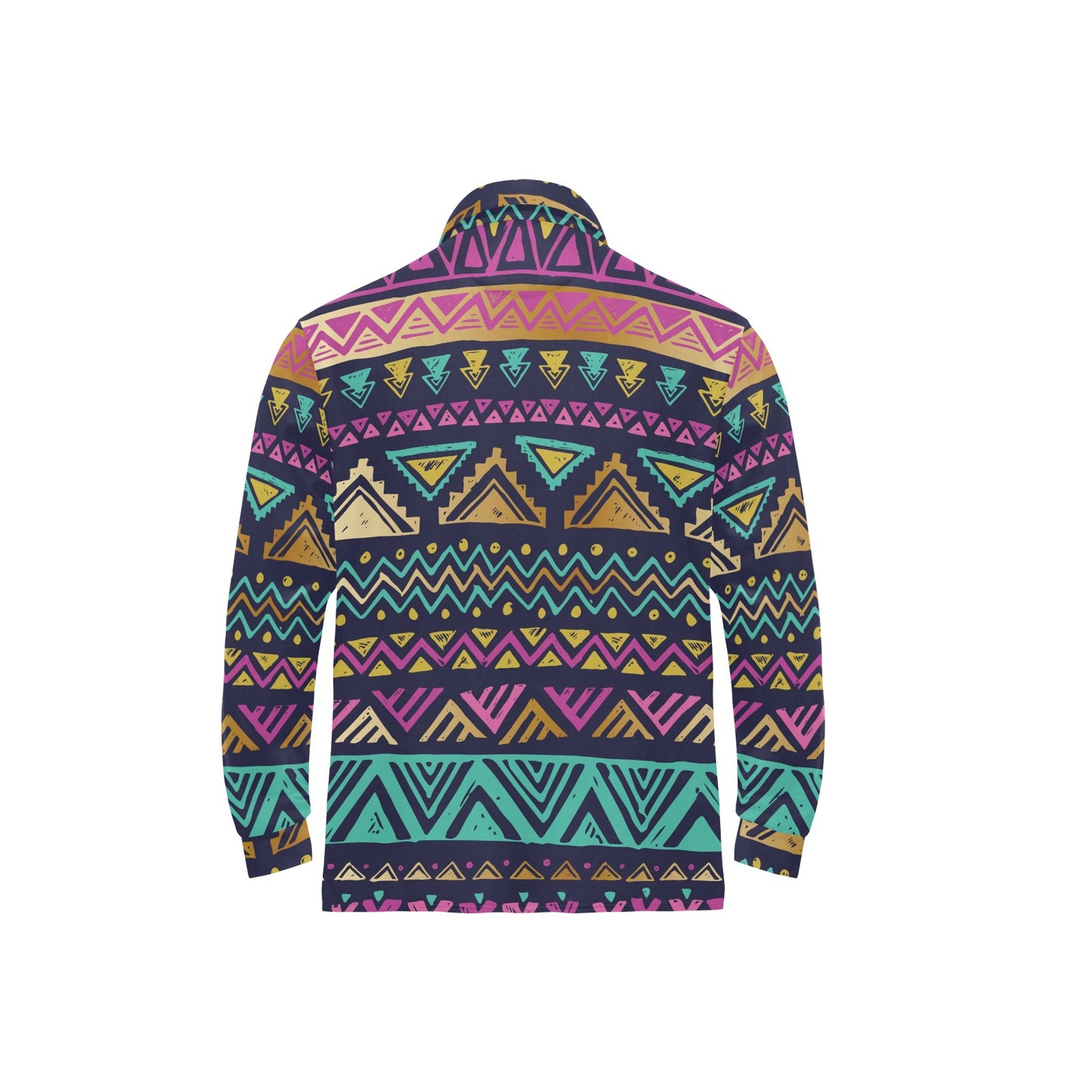 Multicolor Tribal aztec Long Sleeve Polo Shirt For Men's