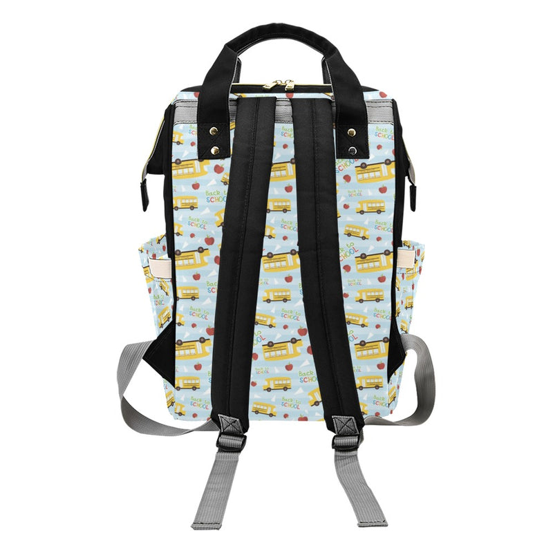 School Bus Back To School Print Design LKS303 Diaper Bag Backpack