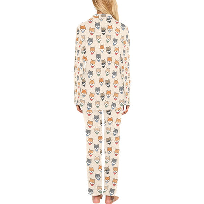 Shiba Inu Print Design LKS3010 Women's Long Pajama Set