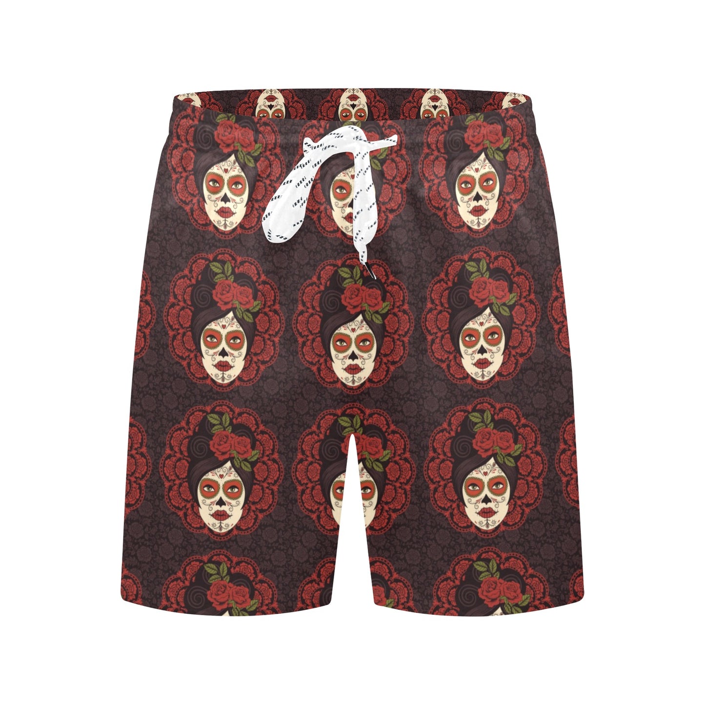 Day of the Dead Mexican Girl Men's Swim Trunks Beach Shorts