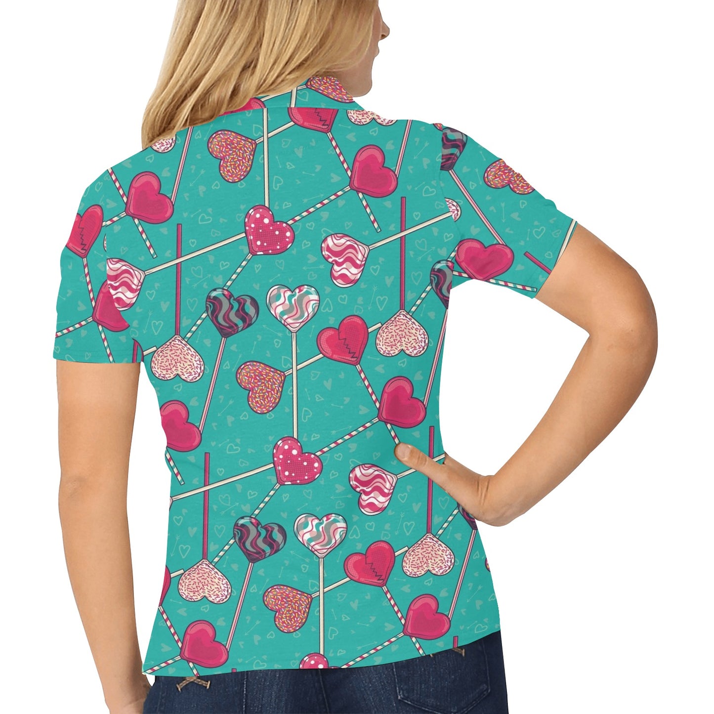 Lollipop Pattern Print Design LL01 Women's Polo Shirt