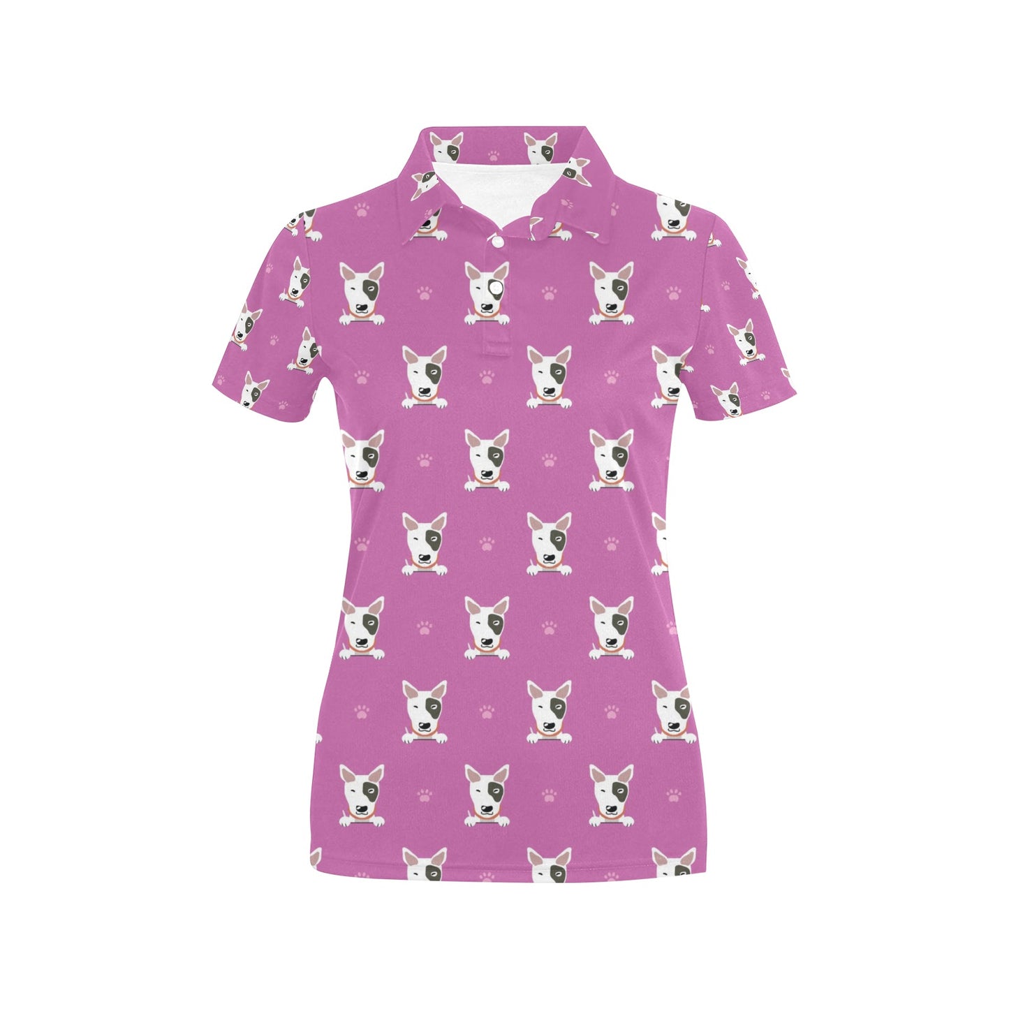 Bull Terrier Happy Print Pattern Women's Polo Shirt