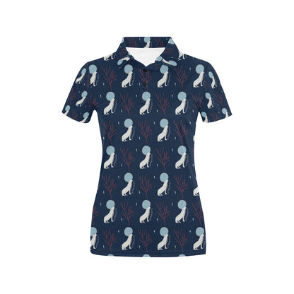 Wolf Moon Print Design LKS304 Women's Polo Shirt