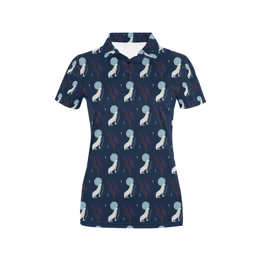 Wolf Moon Print Design LKS304 Women's Polo Shirt