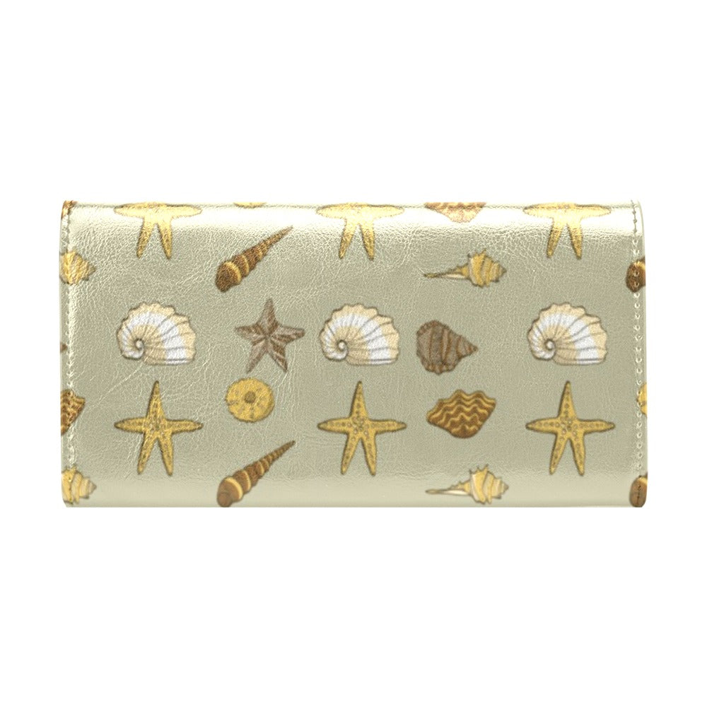 Seashell Beach Print Design LKS303 Women's Trifold Wallet