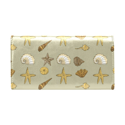 Seashell Beach Print Design LKS303 Women's Trifold Wallet
