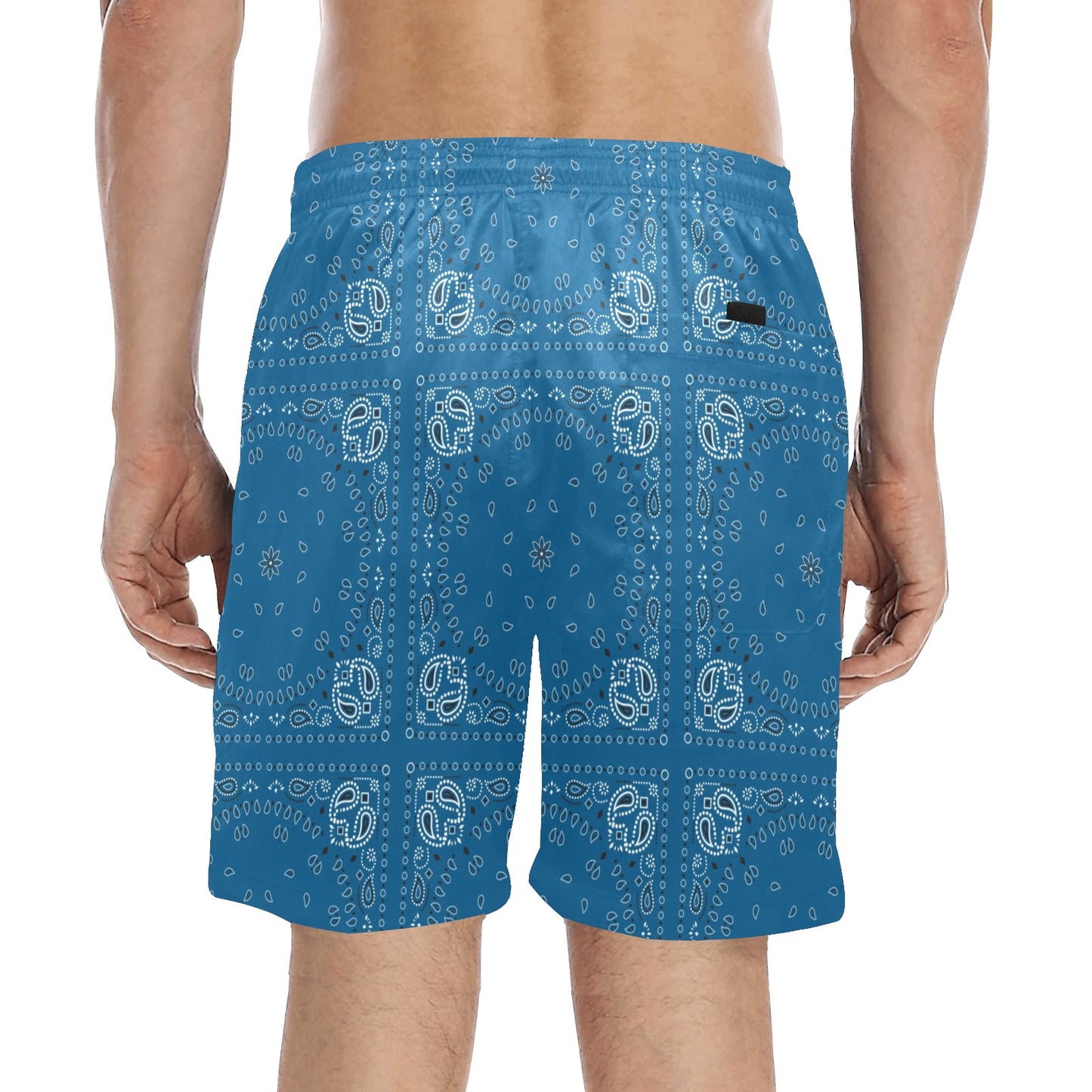 Bandana Blue Print Design LKS301 Men's Swim Trunks Beach Shorts