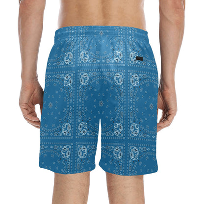 Bandana Blue Print Design LKS301 Men's Swim Trunks Beach Shorts