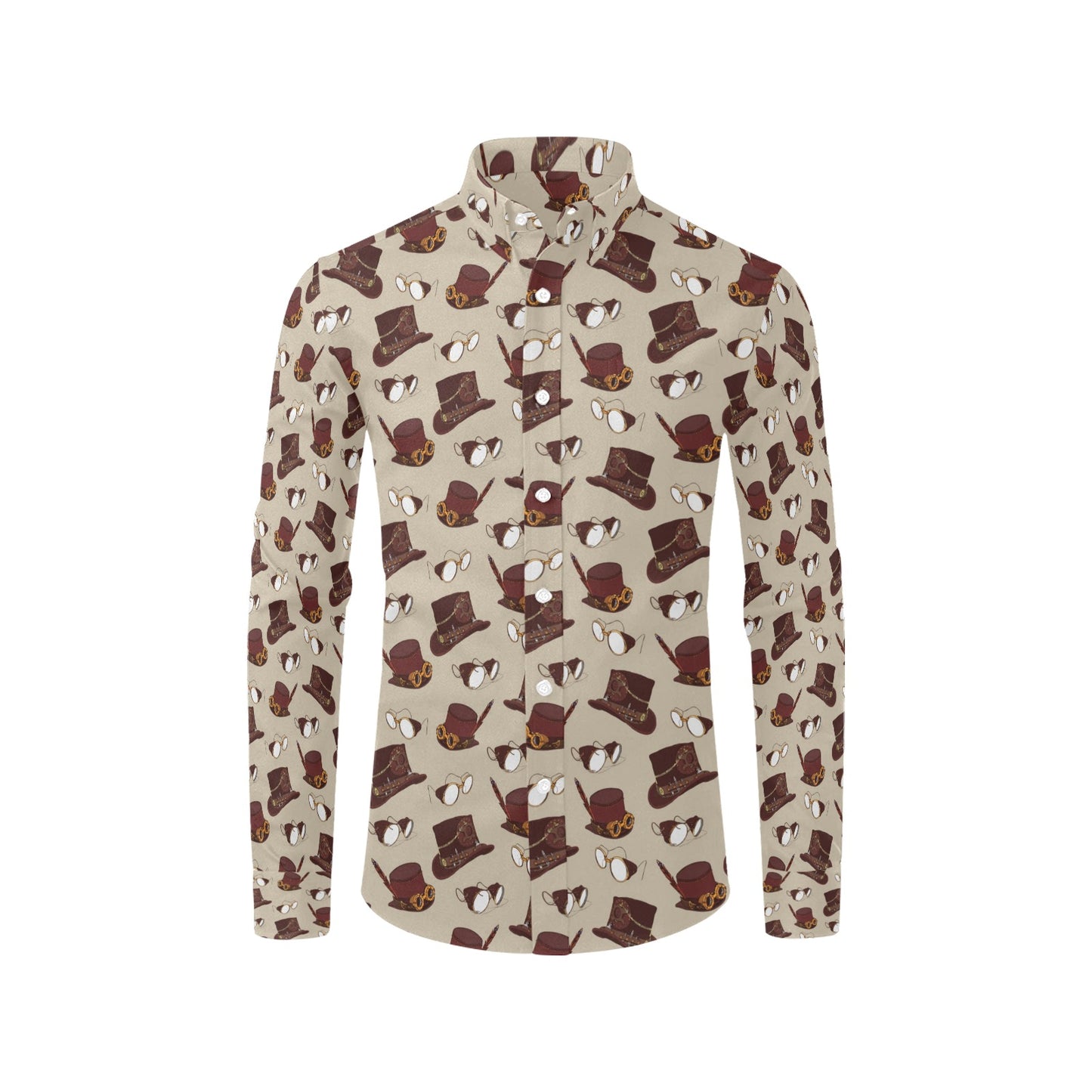 Steampunk Hat Print Design LKS301 Men's Long Sleeve Dress Shirt